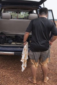 Photographer setting up