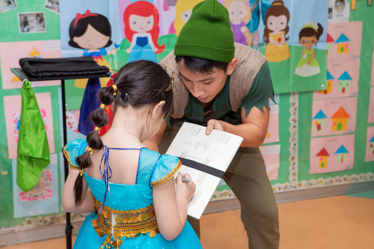 birthday girl with magician