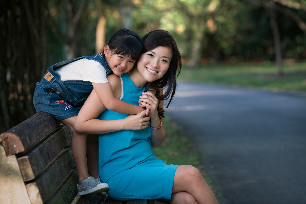 mother and daughter in park