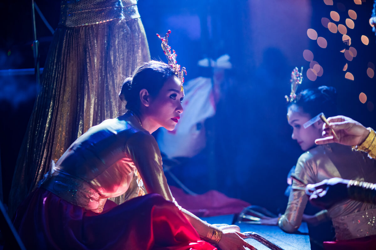 performers at backstage