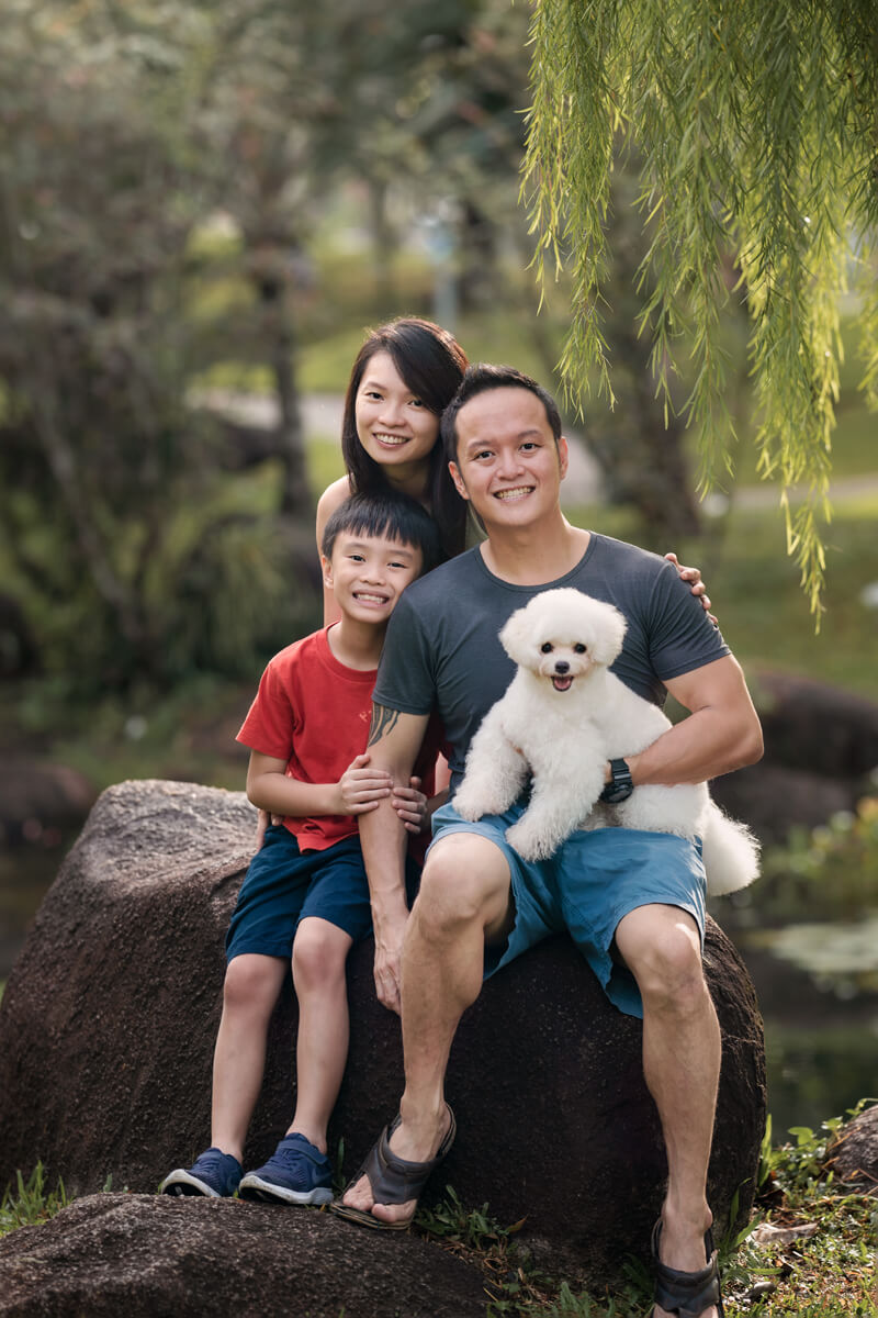 family with dog